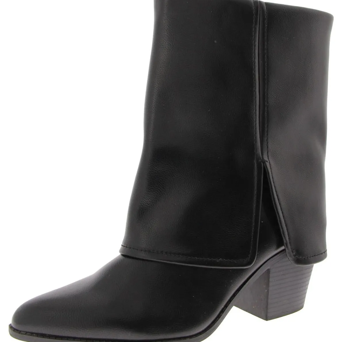 Pointed Toe Faux Leather Mid-Calf Boots
