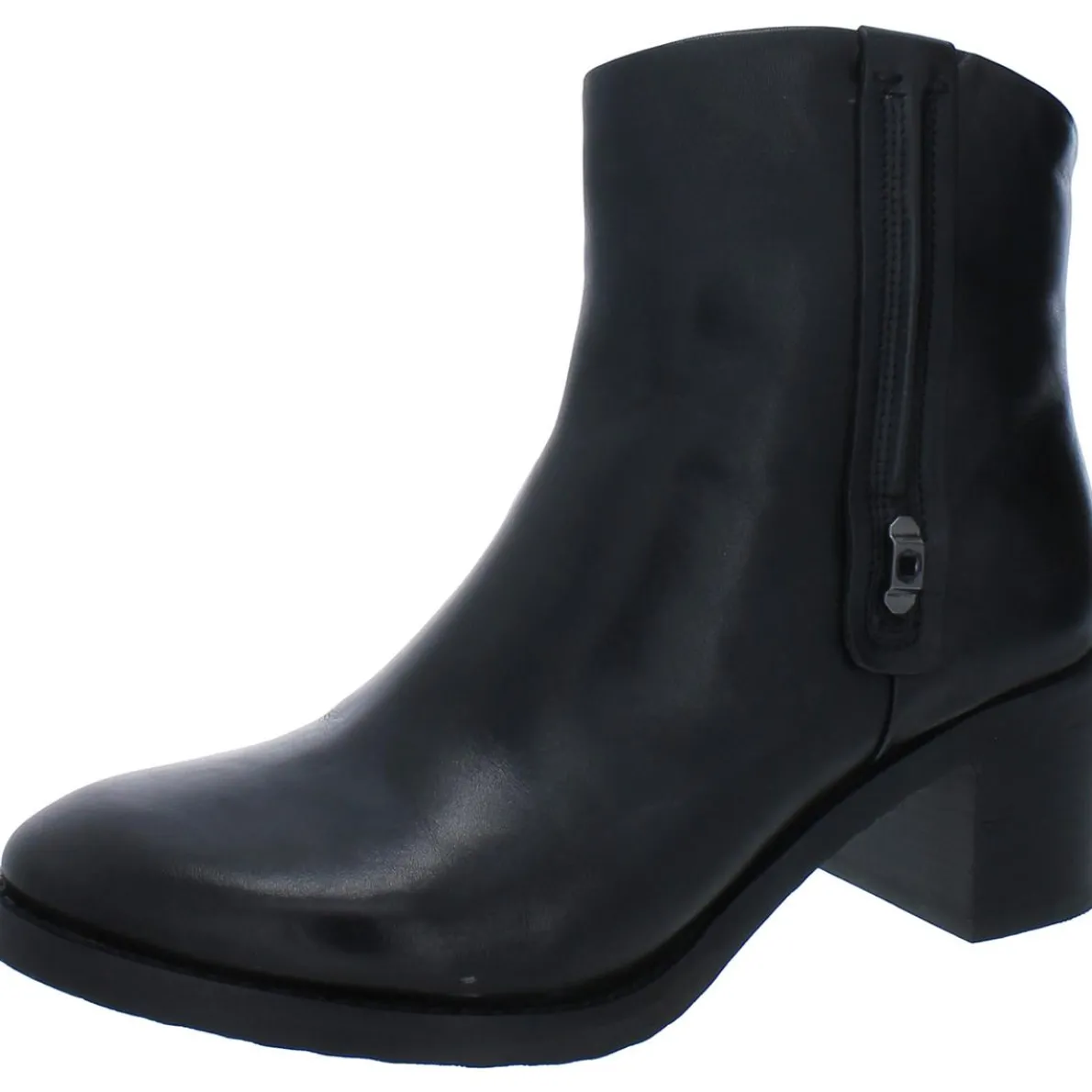 Sandy Leather Round Toe Ankle Boots