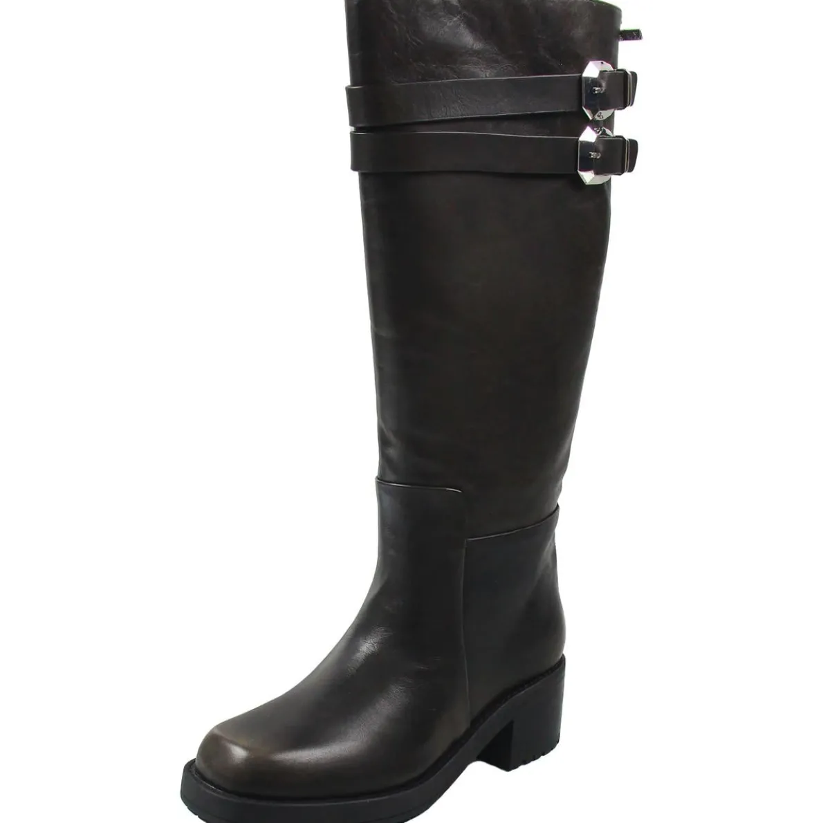 Zipper Leather Knee-High Boots