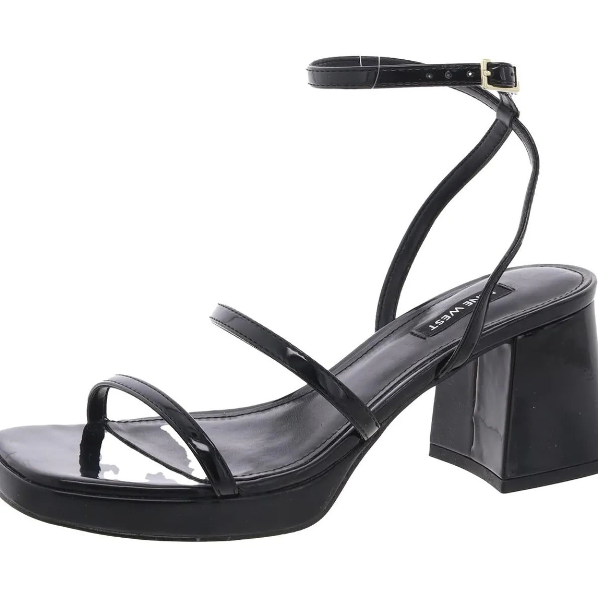 FLAME3 Strappy Patent Leather Block Heels