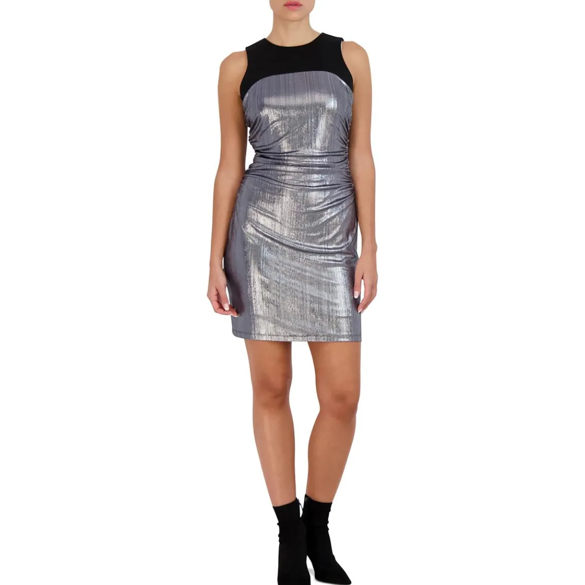 Metallic Above Knee Cocktail And Party Dress