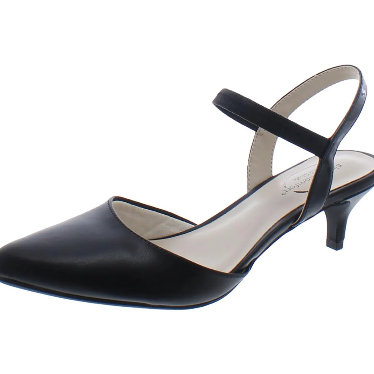 Miley Faux Leather Pointed Toe Kitten Heels