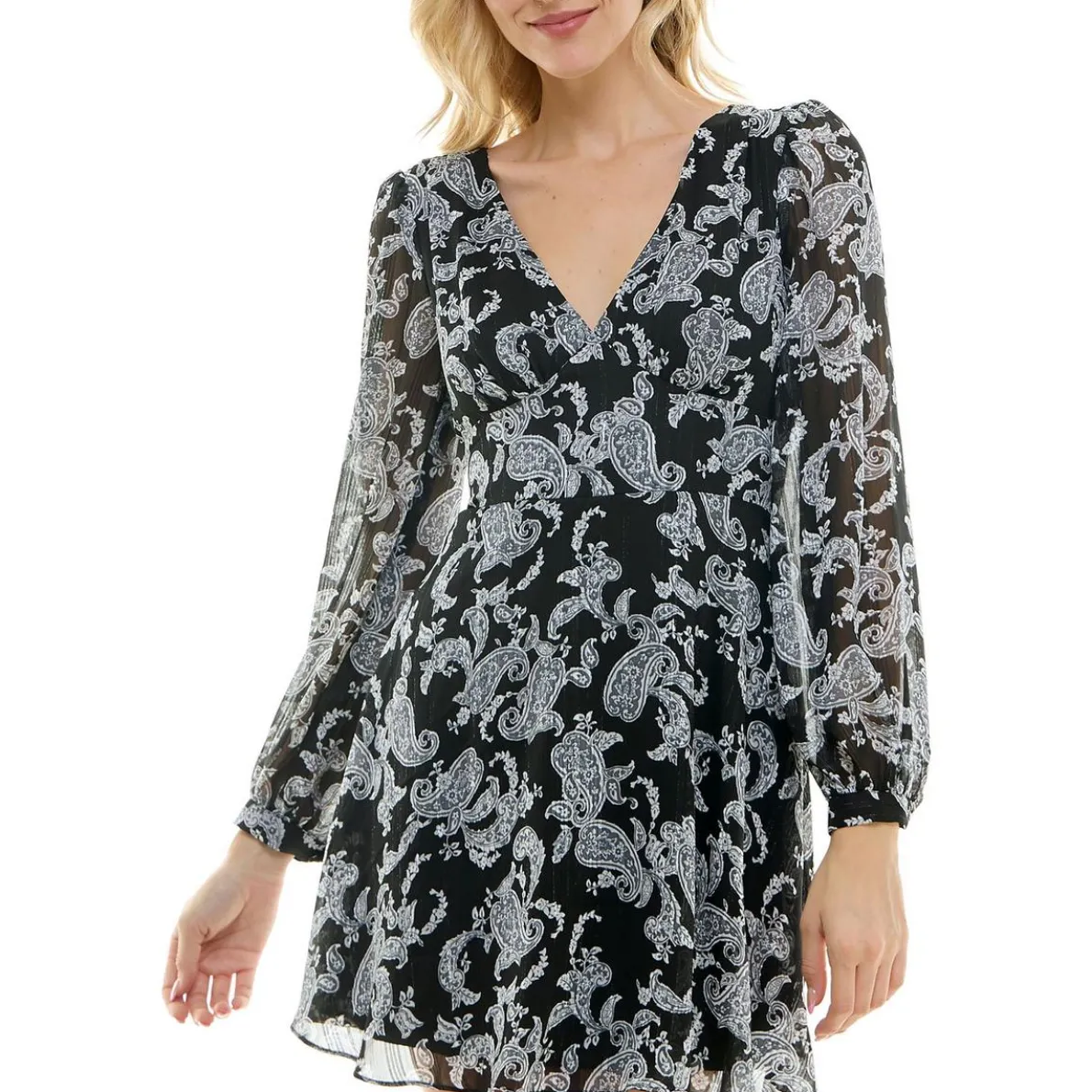 Juniors Metallic Babydoll Dress