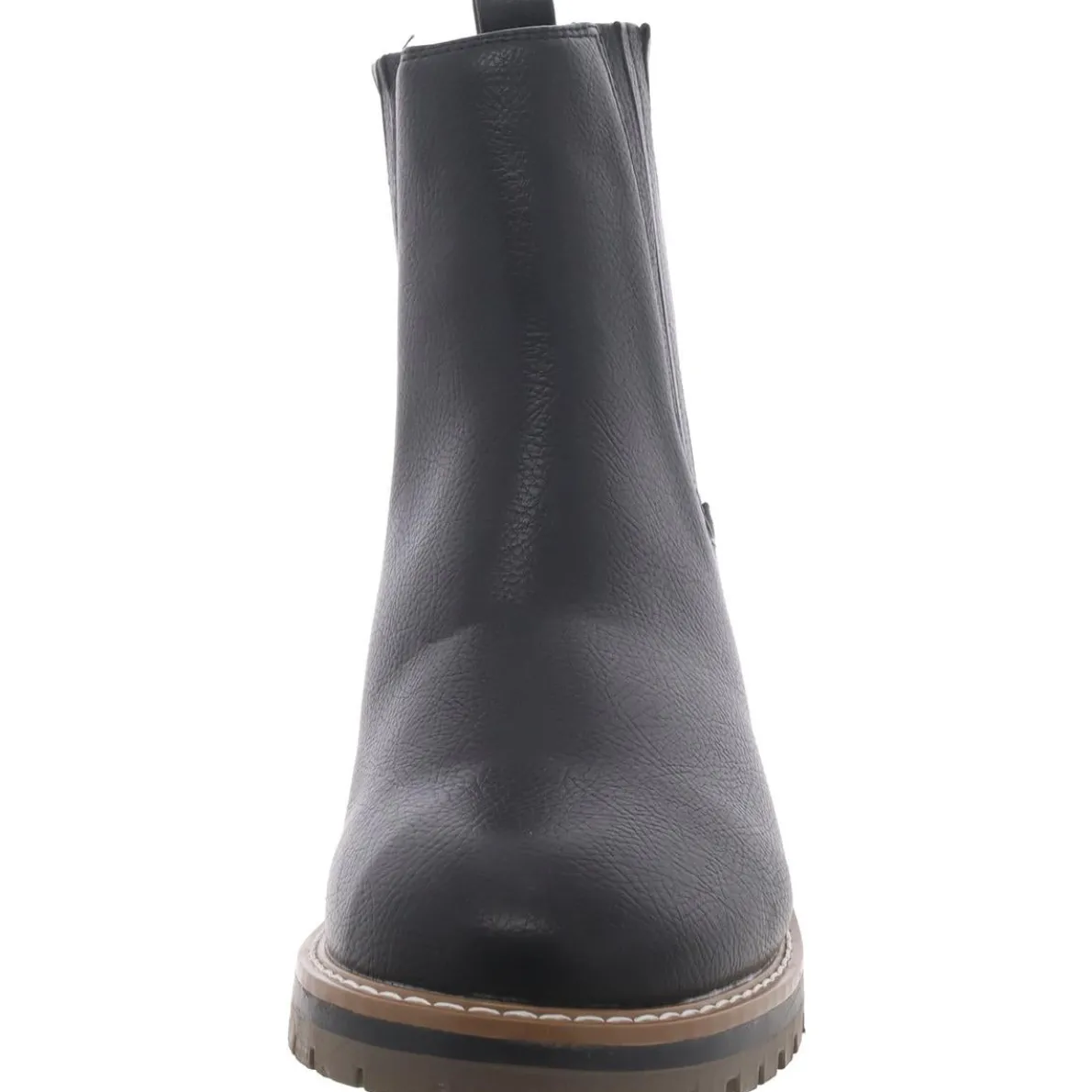 Faux Leather Pull On Chelsea Boots