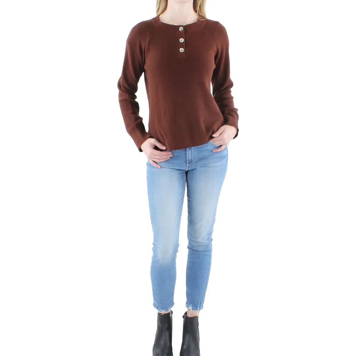 Ribbed Trim Knit Pullover Sweater