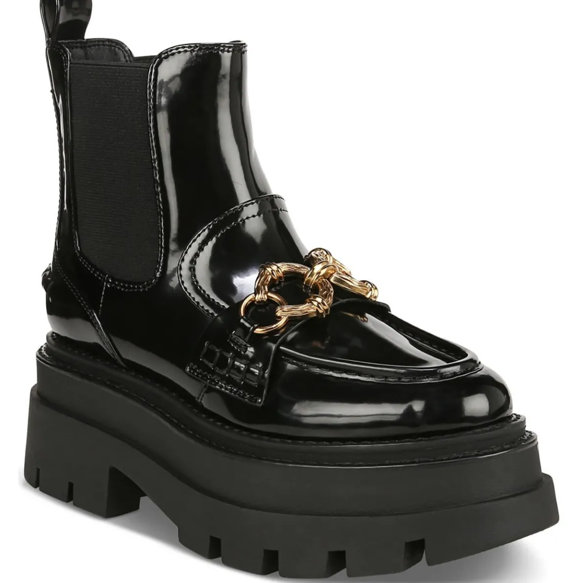 Brooks Patent Lugged Sole Chelsea Boots