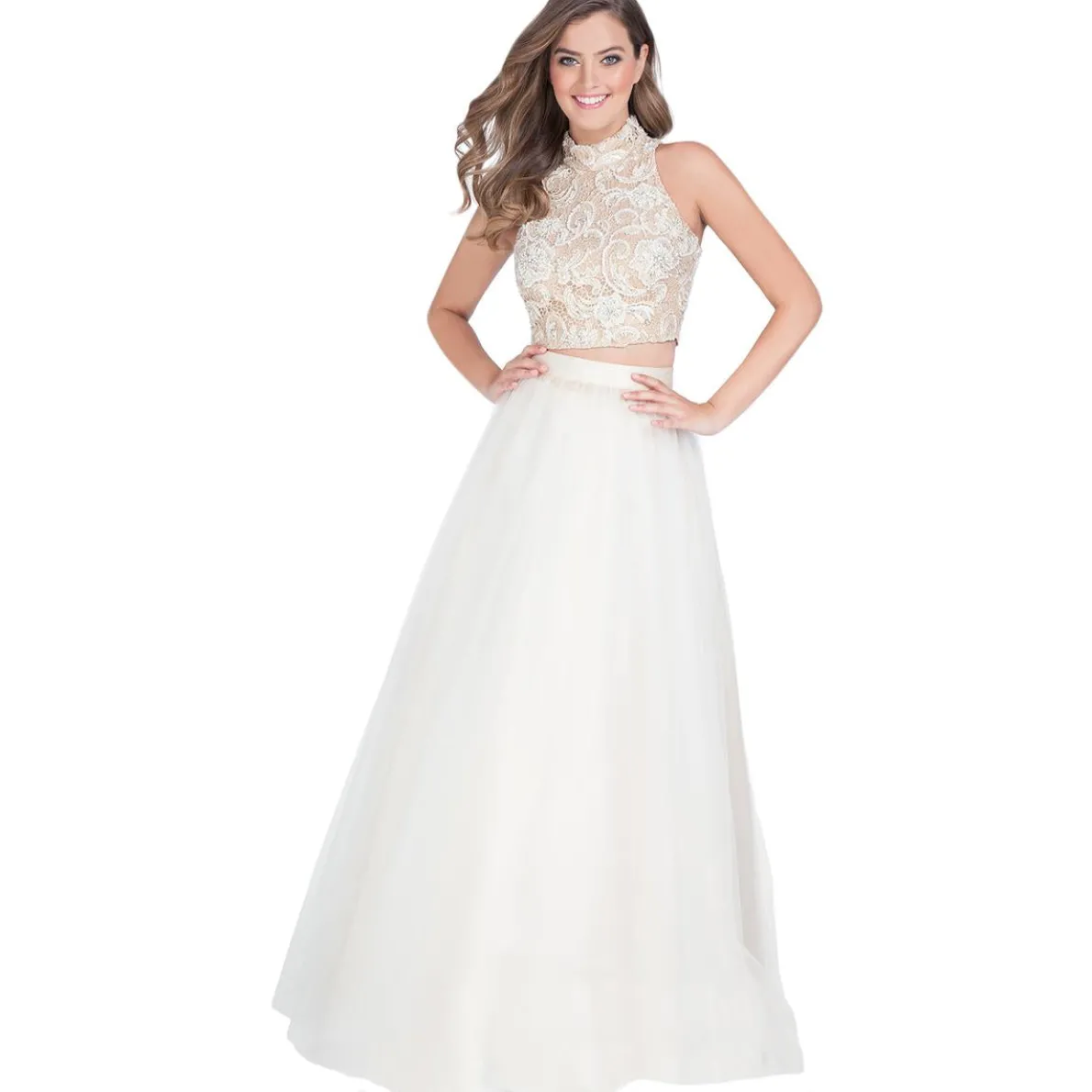 Lace Embellished Two Piece Dress