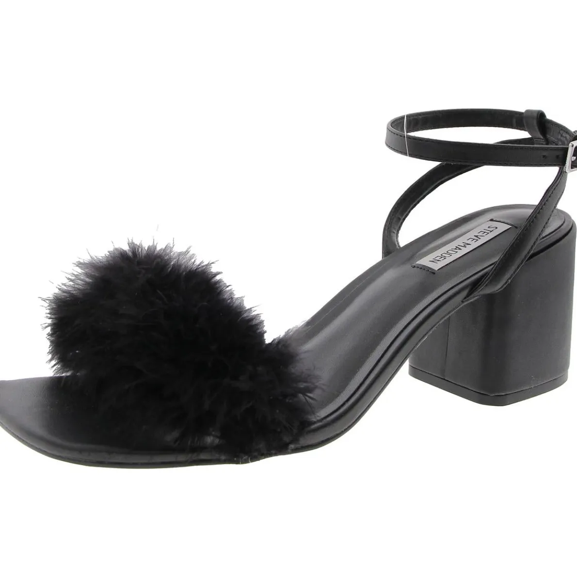 Audrina F Embellished Faux Leather Block Heel