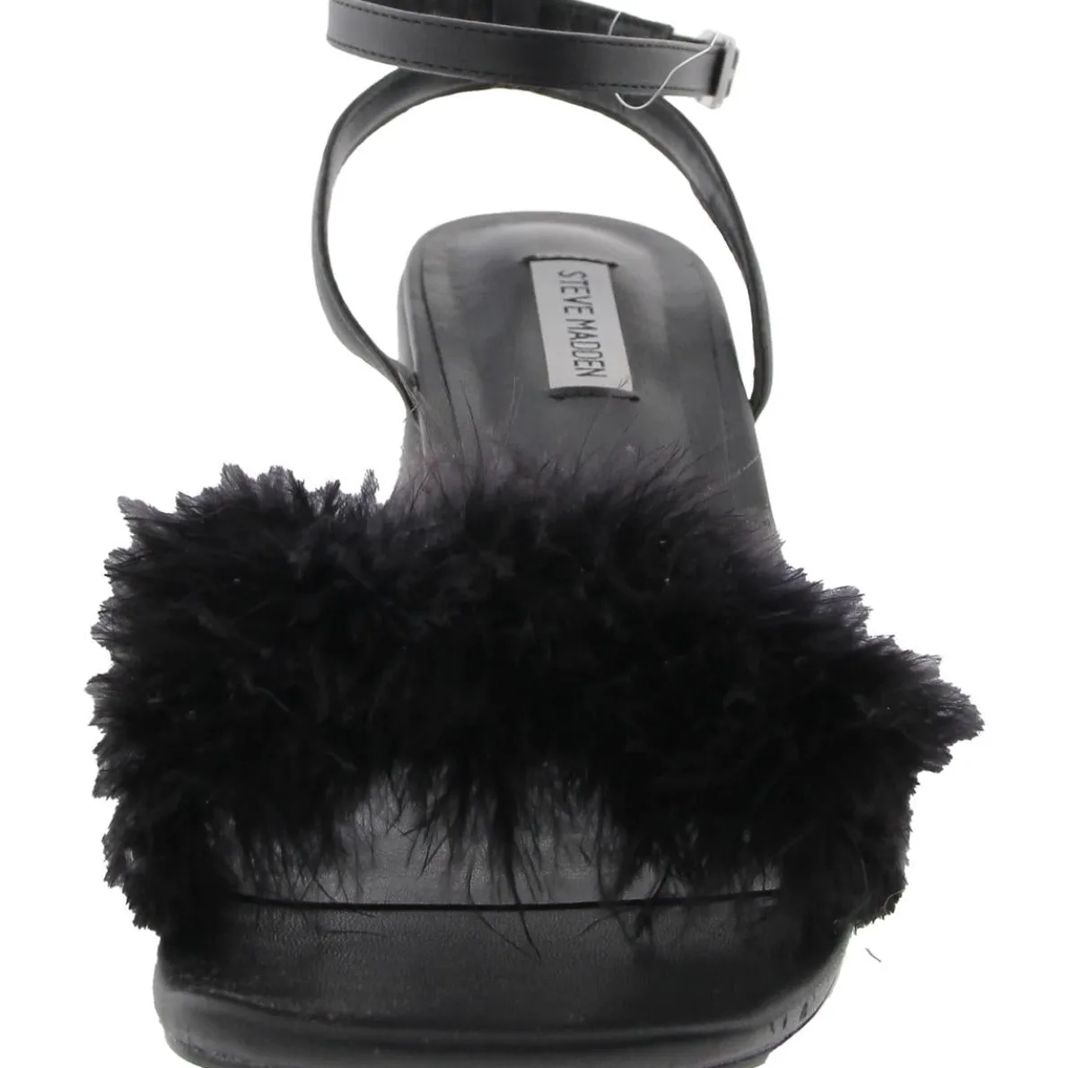 Audrina F Embellished Faux Leather Block Heel