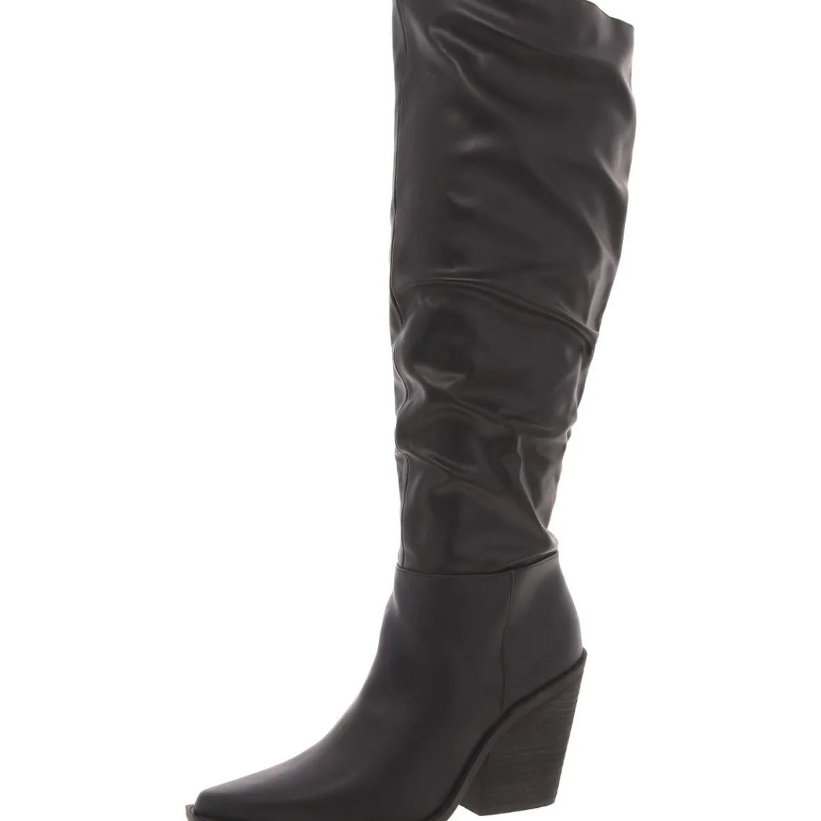 Wire Faux Leather Solid Knee-High Boots