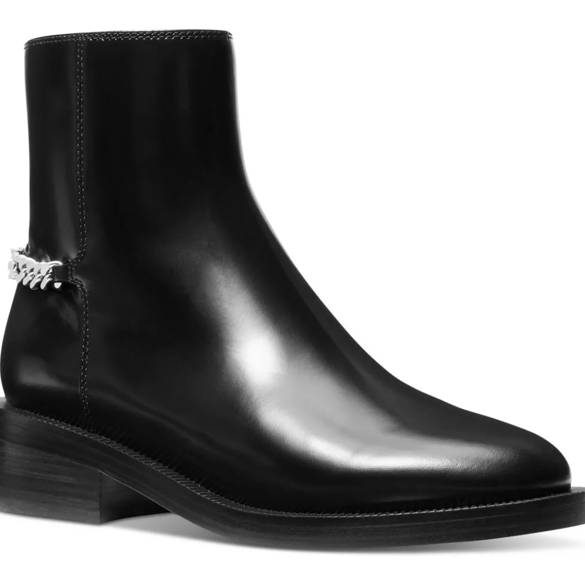 Carlisle Flat Bootie Chain Leather Ankle Boots
