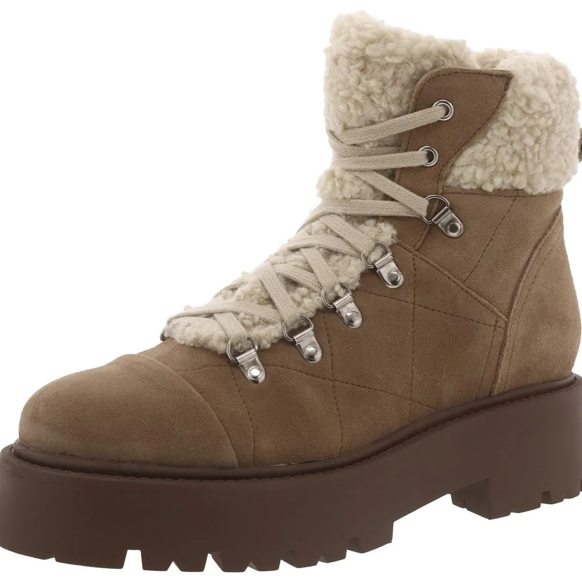 Reyen Faux Suede Block Heel Shearling Boots