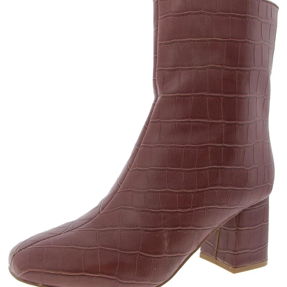 Embossed Faux Leather Mid-Calf Boots