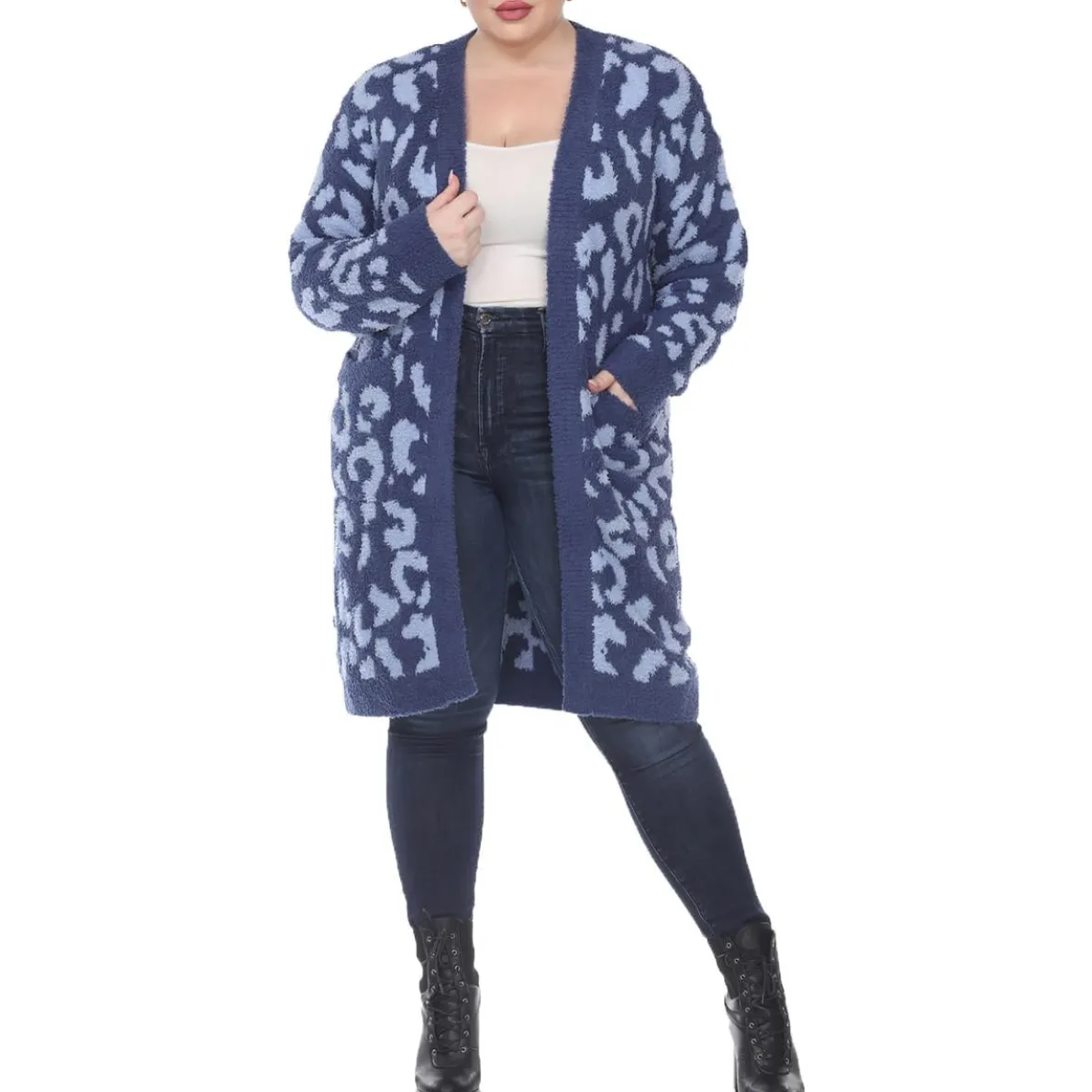 Plus Knit Leopard Cardigan Sweater