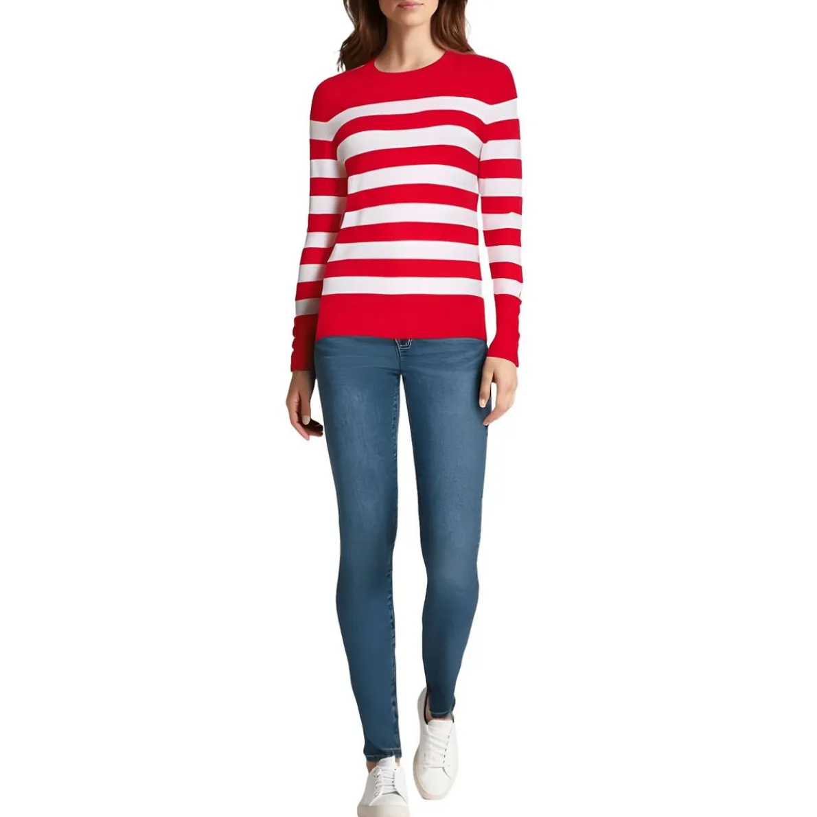 Striped Knit Crewneck Sweater
