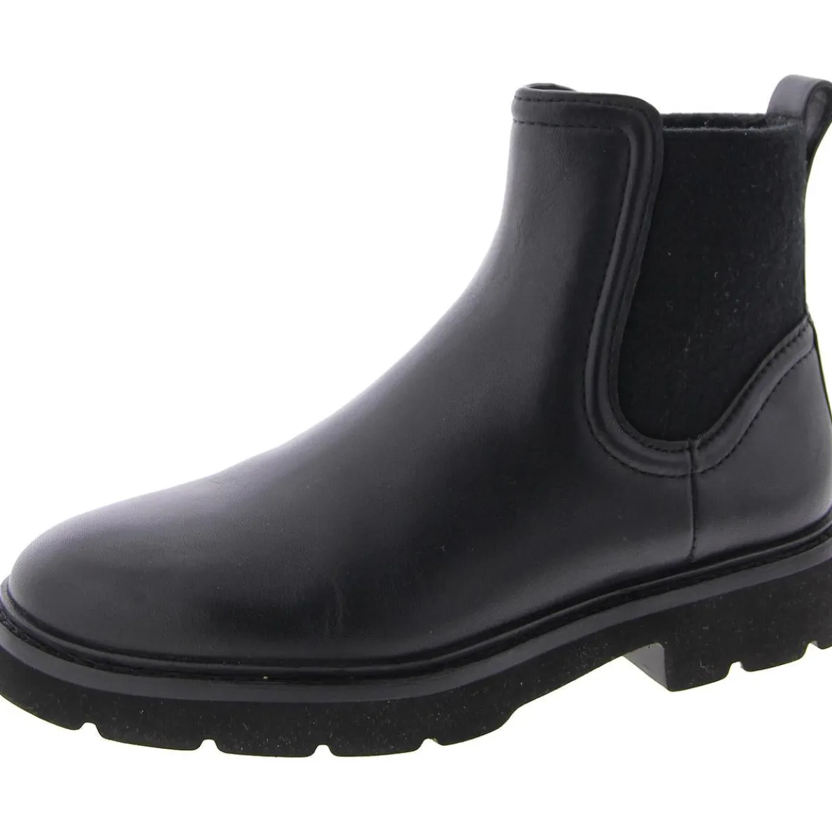 Faux Leather Round toe Ankle Boots