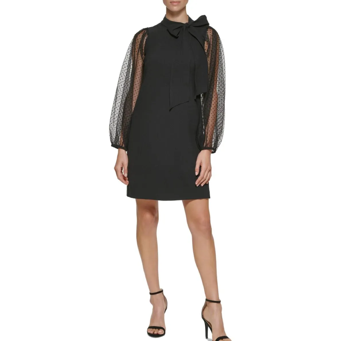 Mesh Dot Knee-Length Shift Dress