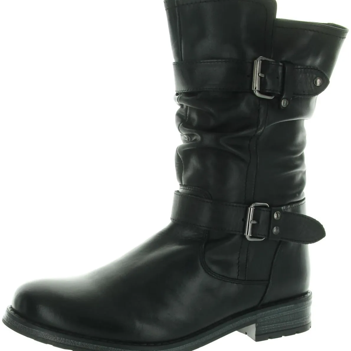 Slouchy Leather Motorcycle Boots