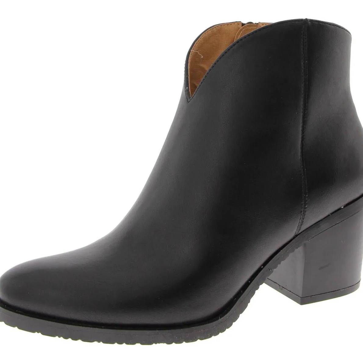 Tattles Faux Leather Block Heel Ankle Boots