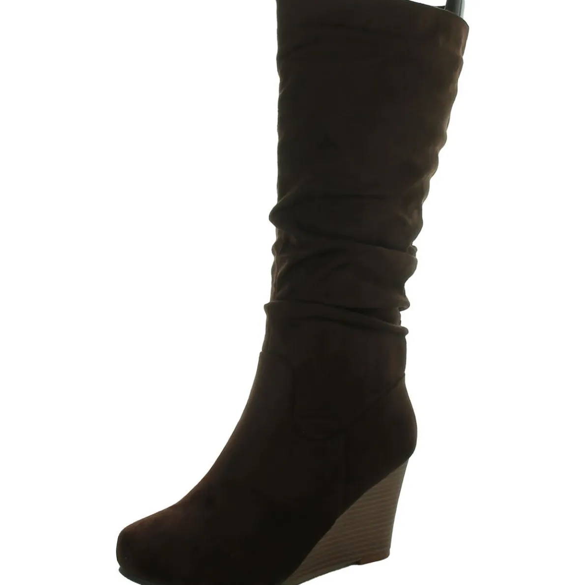 Faux Suede Round Toe Knee-High Boots