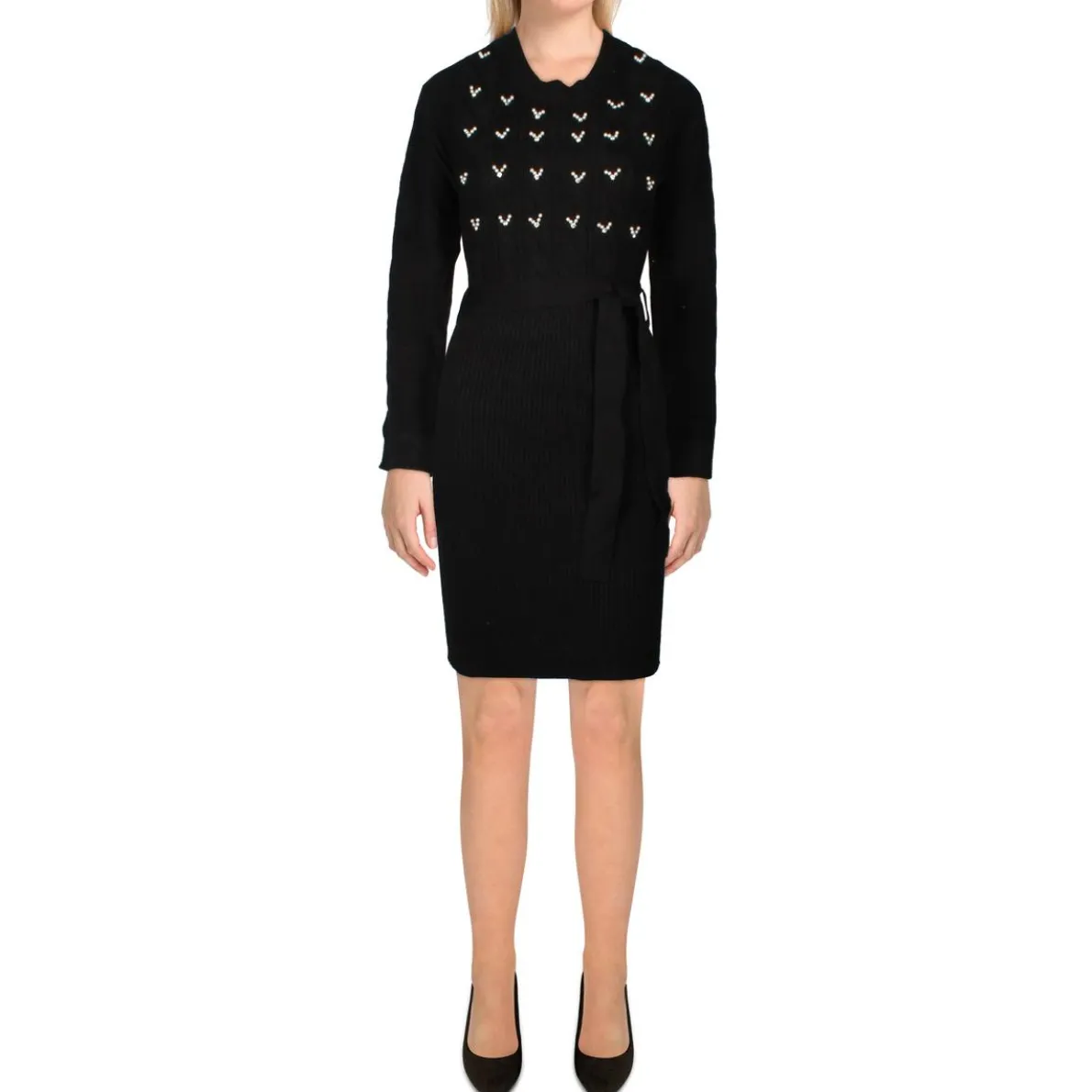 Embellished Knit Sweaterdress