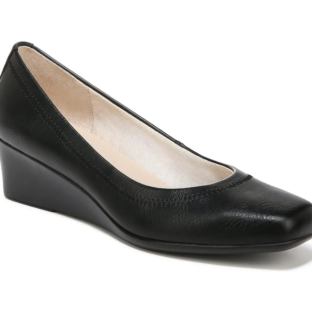 Groovy Faux Leather Slip On Wedge Heels