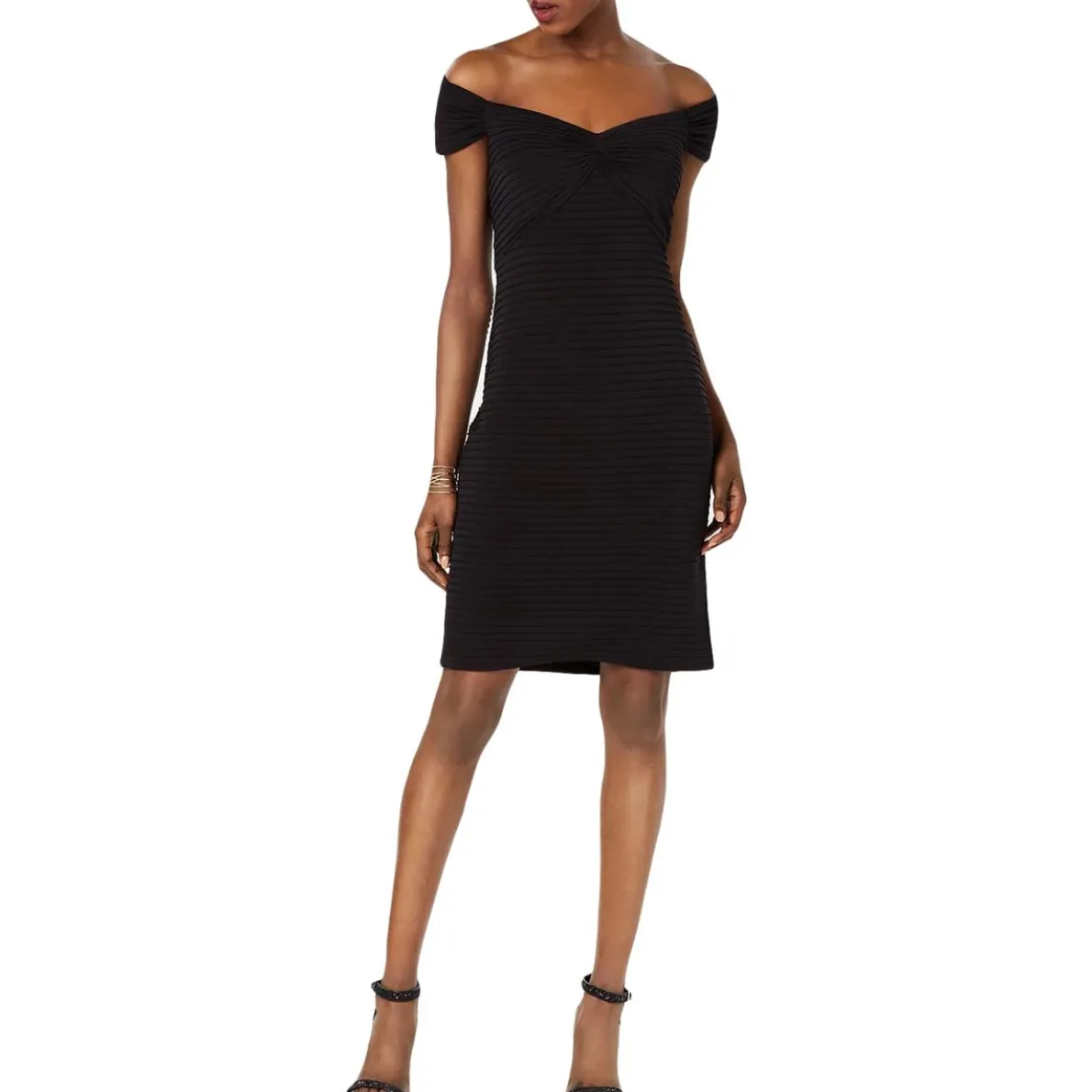 Pintuck Cap Sleeves Party Dress