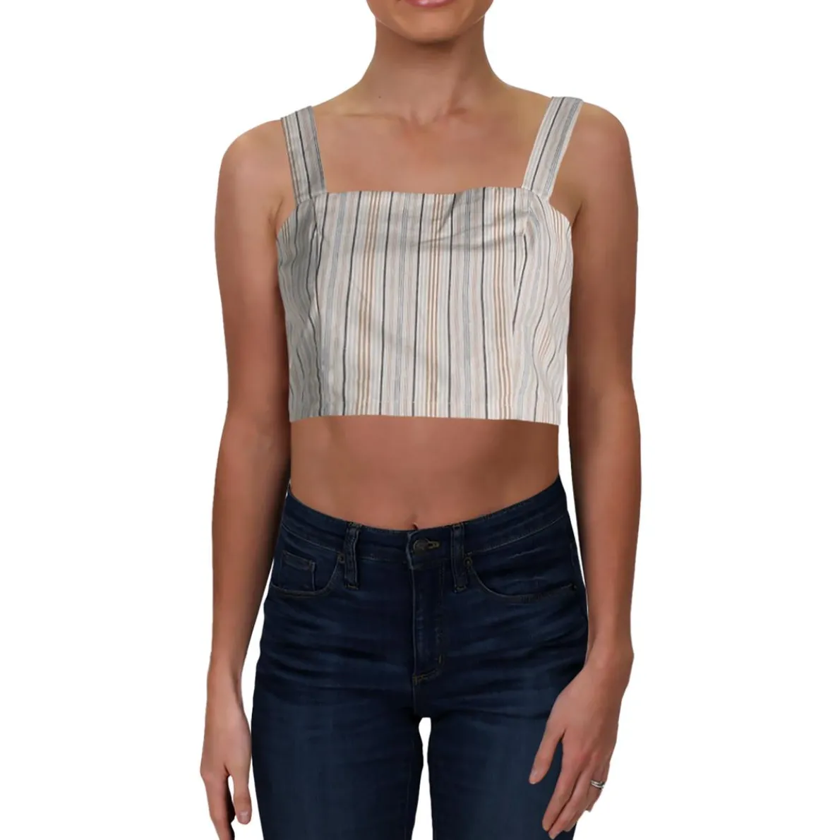 Cotton Pinstriped Crop Top