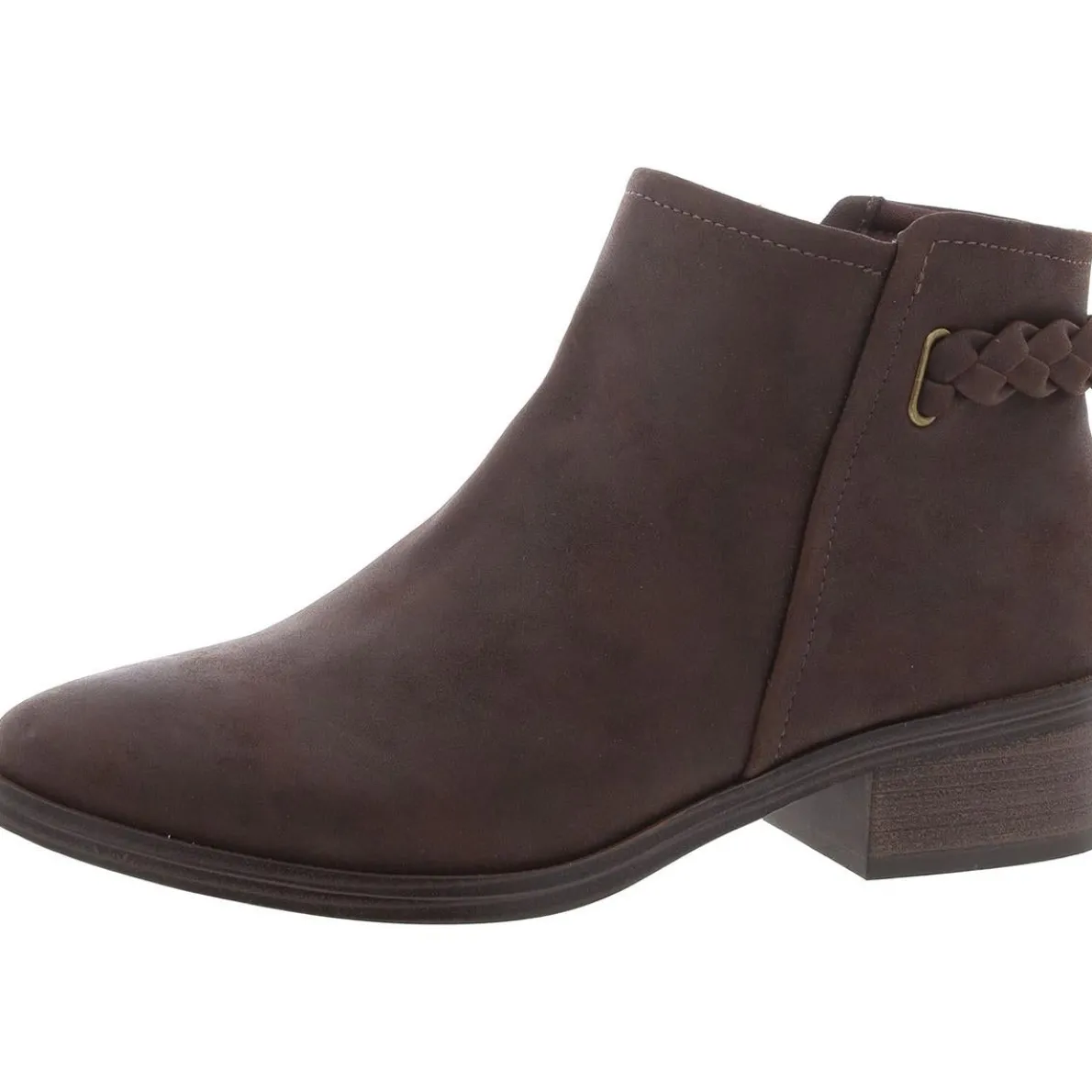 MARTHA Faux Leather Braided Ankle Boots