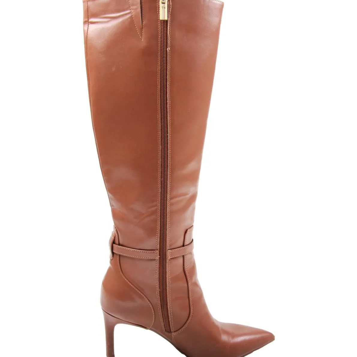 TWJullie Solid Faux Leather Knee-High Boots