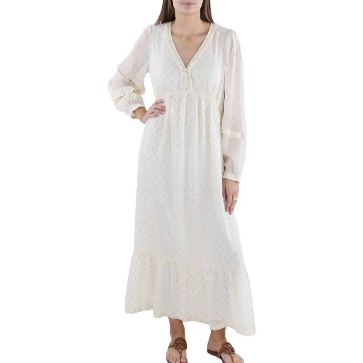 Metallic Tea Length Maxi Dress