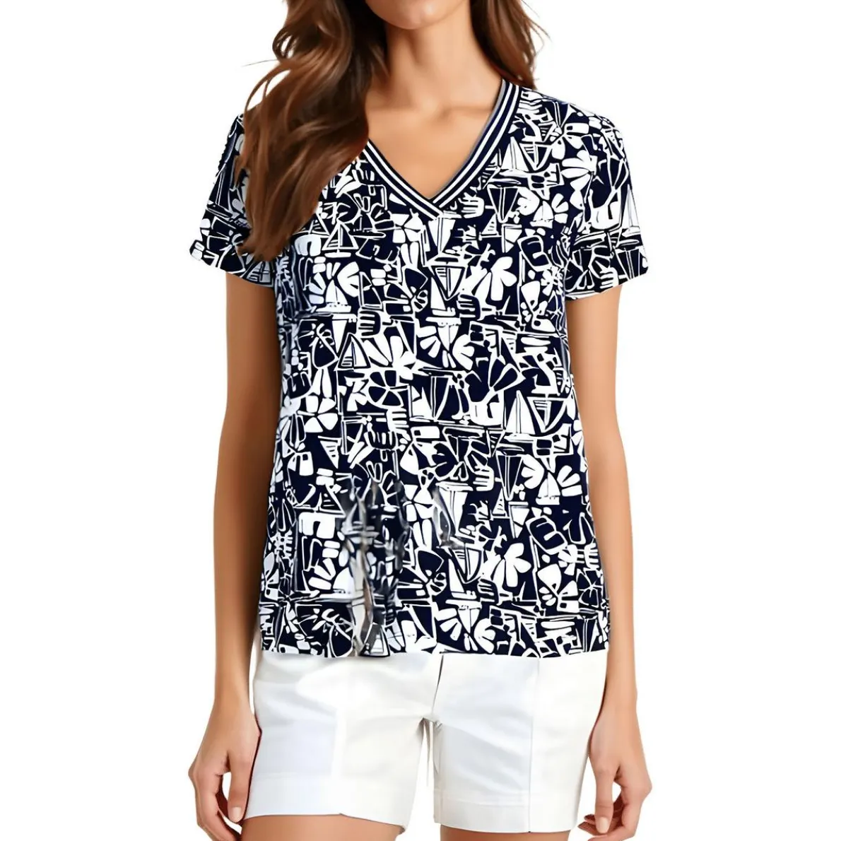 Printed Cotton Pullover Top