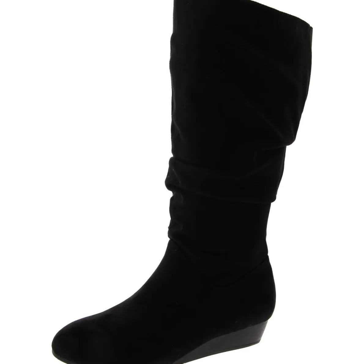 1381013 Faux Suede Wedge Boot Mid-Calf Boots