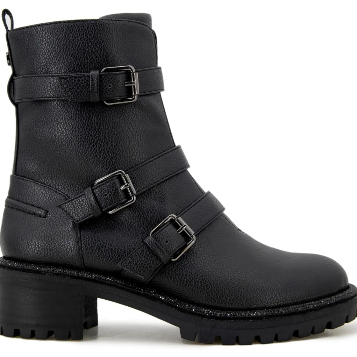 Tate Faux Leather Rhinestone Motorcycle Boots