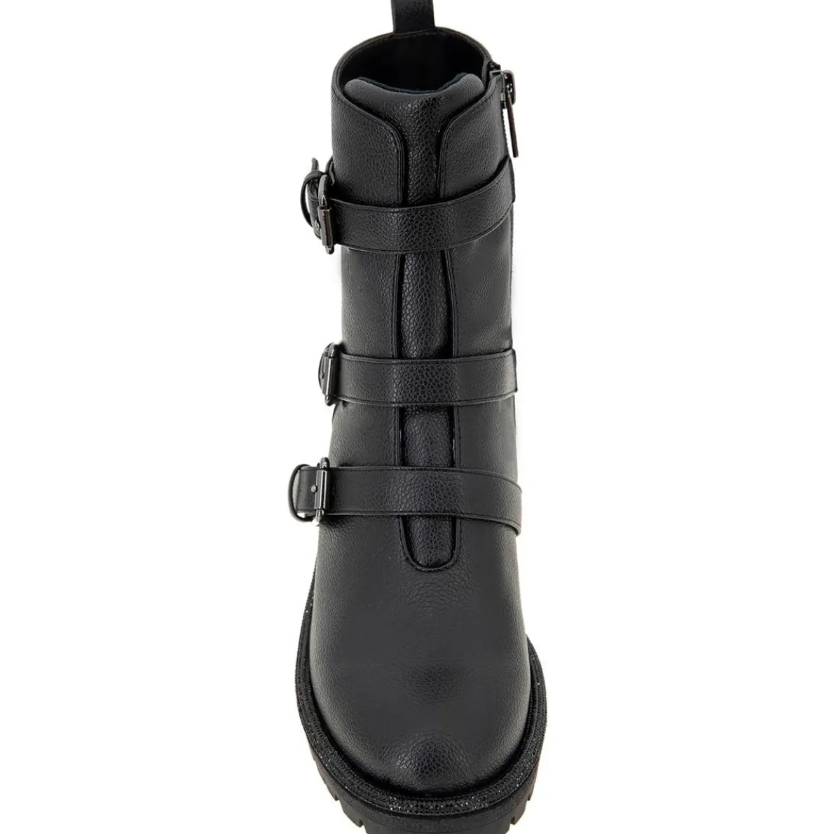 Tate Faux Leather Rhinestone Motorcycle Boots