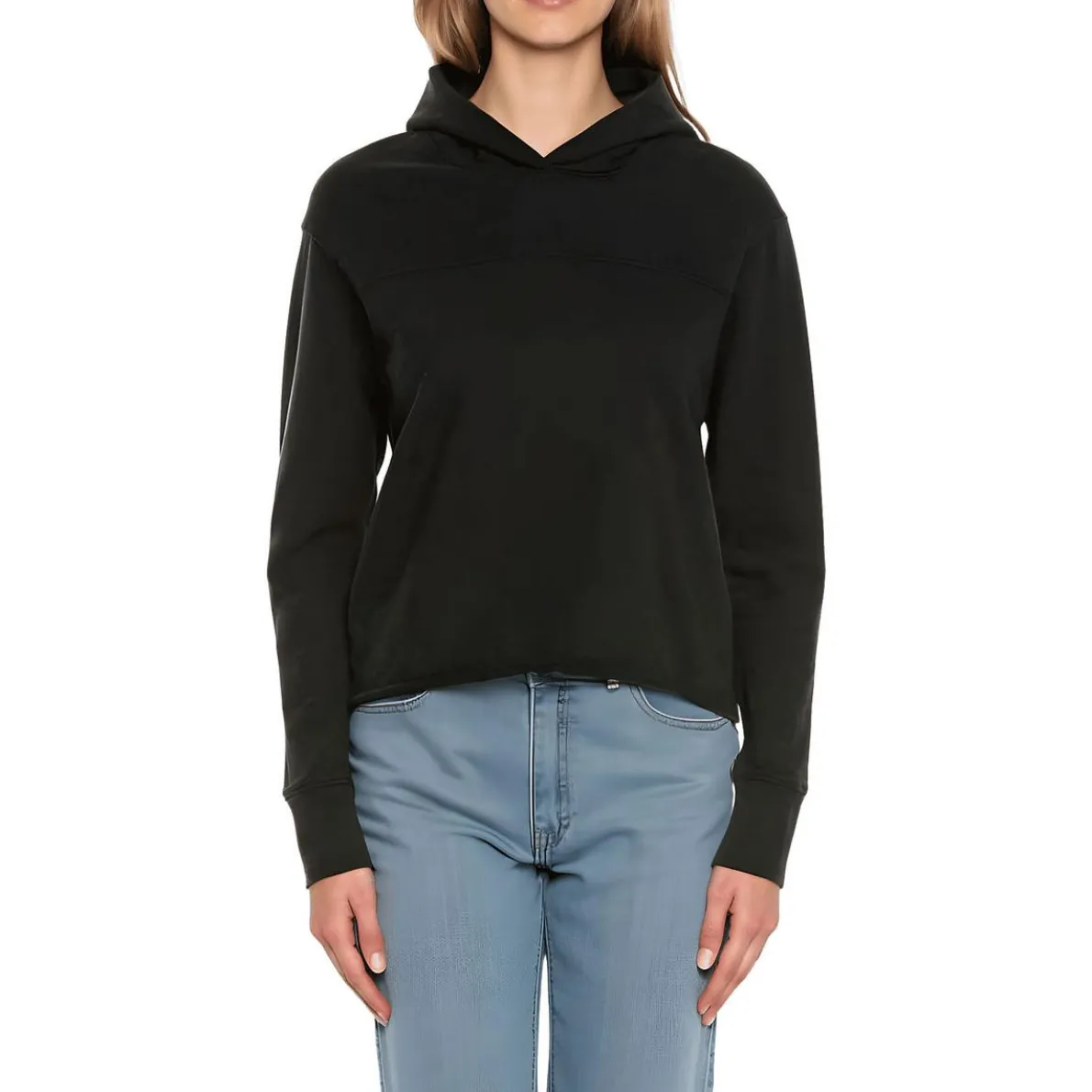 Crop Cotton Hooded Sweatshirt