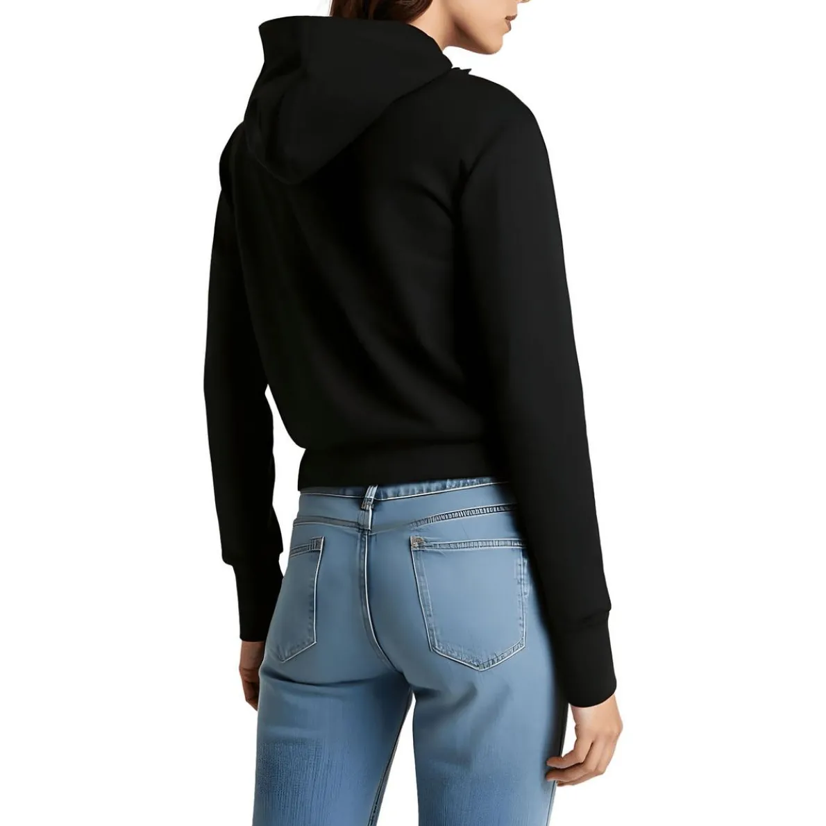 Crop Cotton Hooded Sweatshirt
