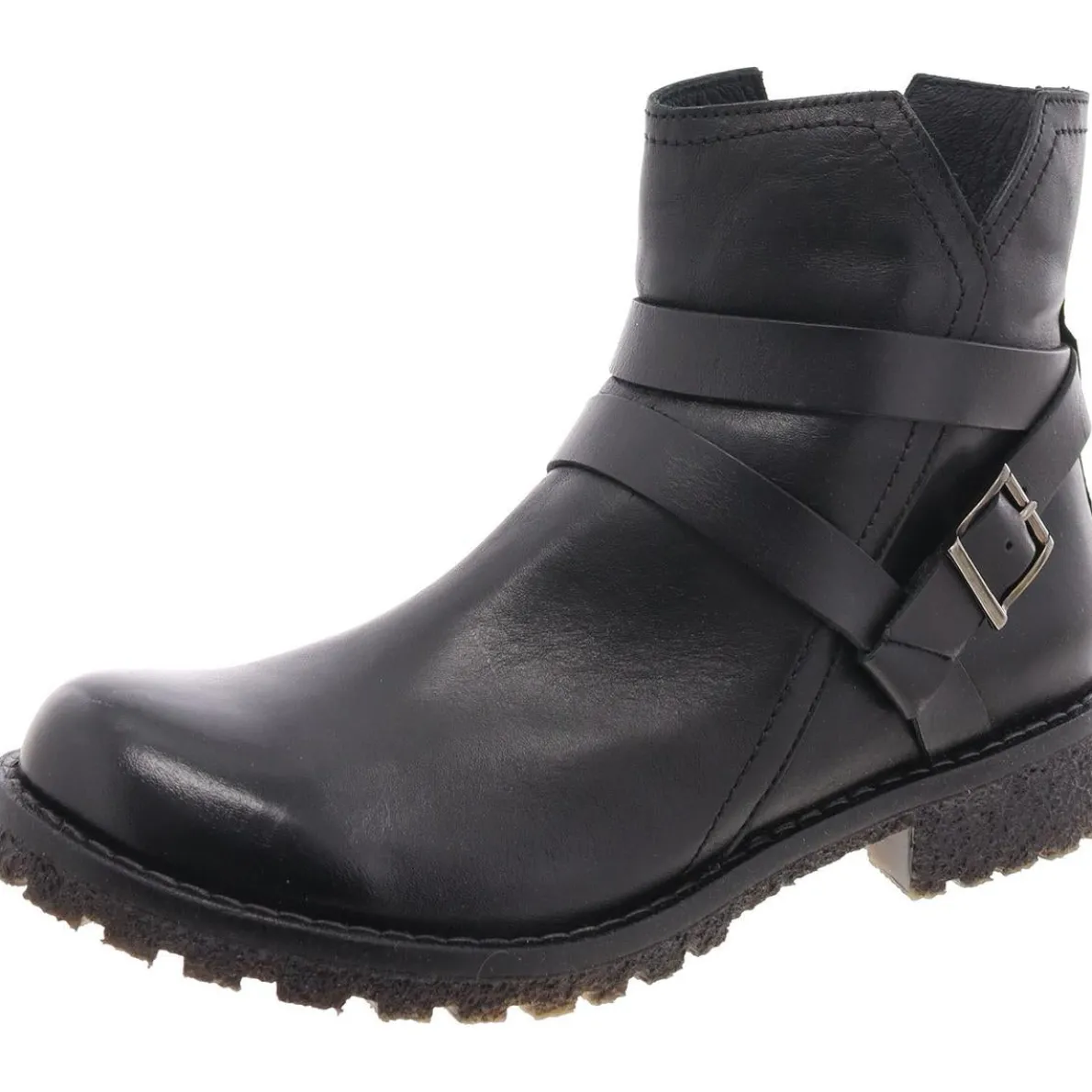 Buckle Faux Leather Motorcycle Boots