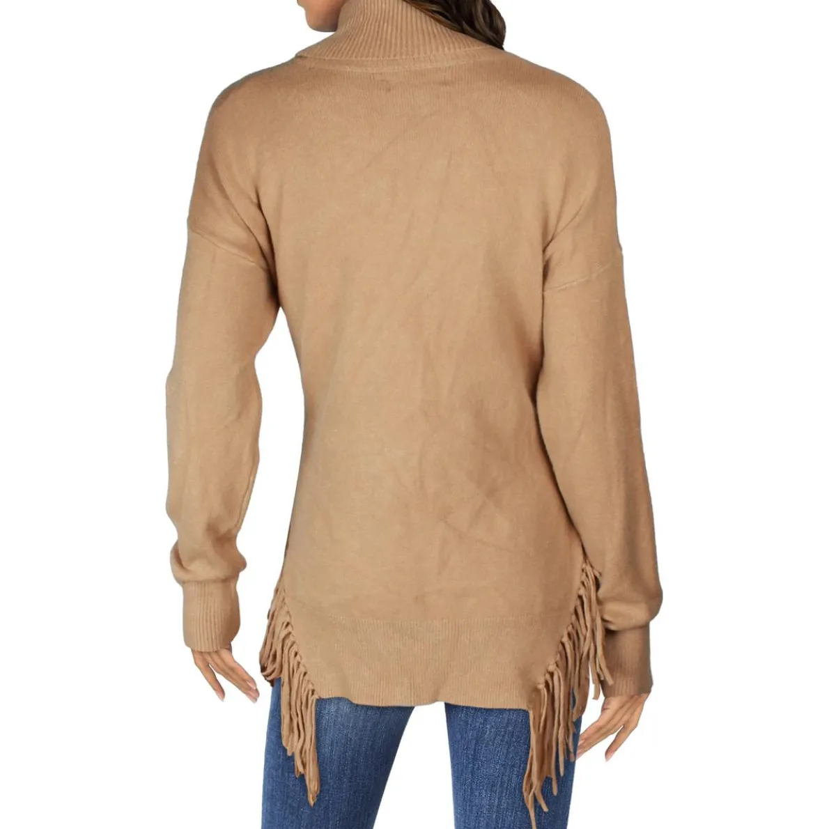Fringe Long Sleeve Turtleneck Sweater