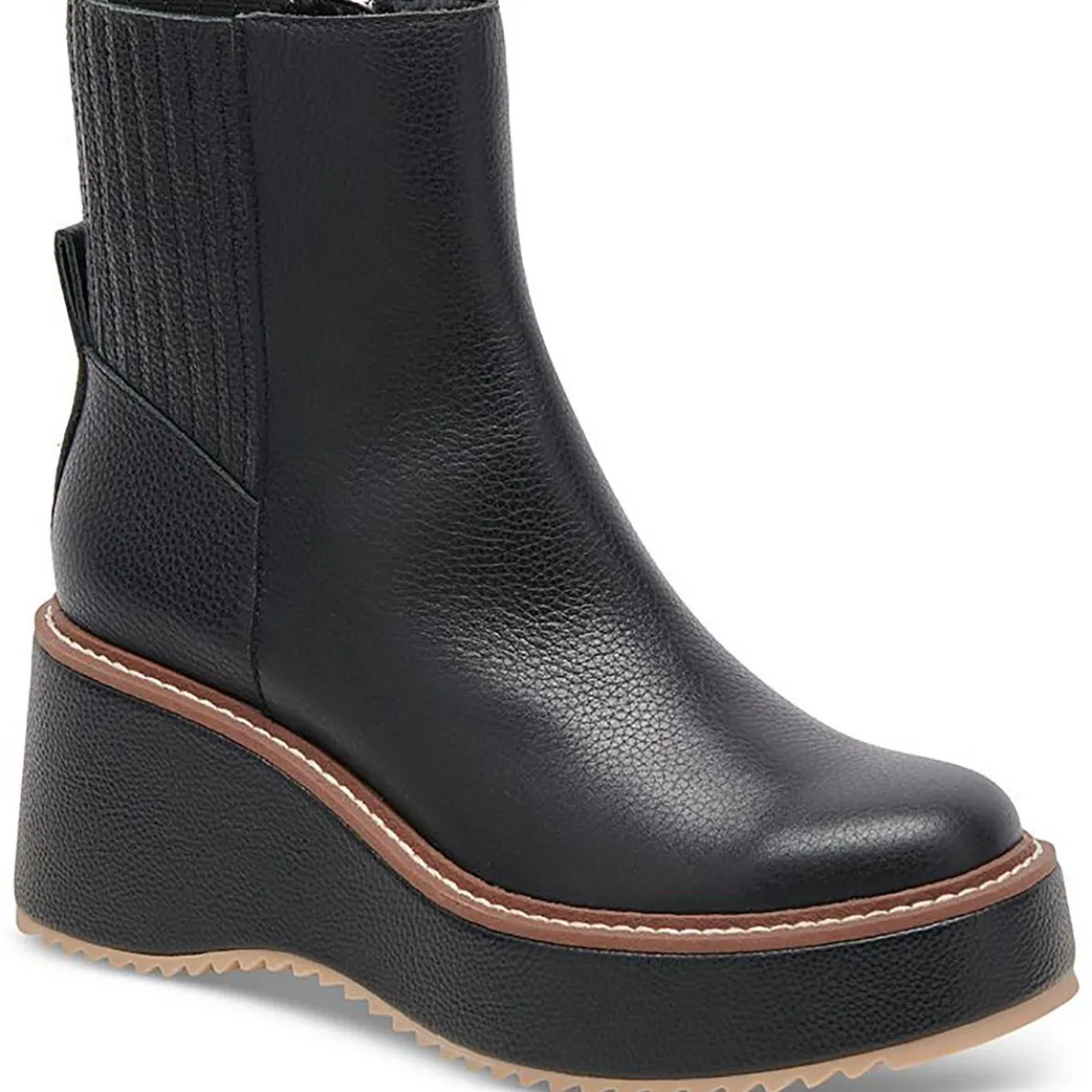 Hilde Leather Wedge Mid-Calf Boots