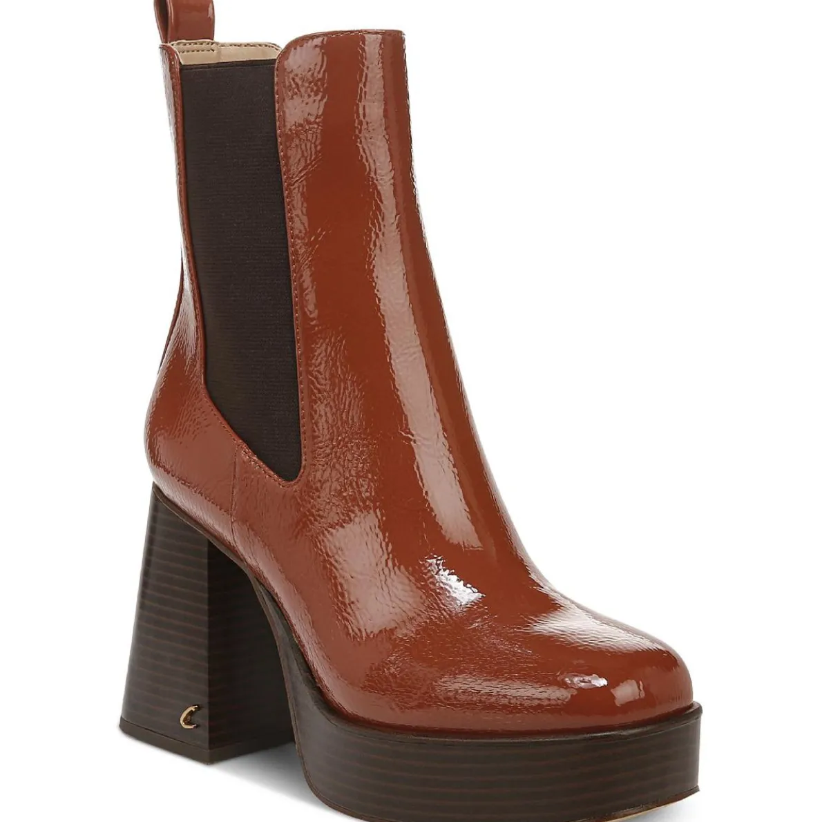 Stace Patent Block Heel Ankle Boots