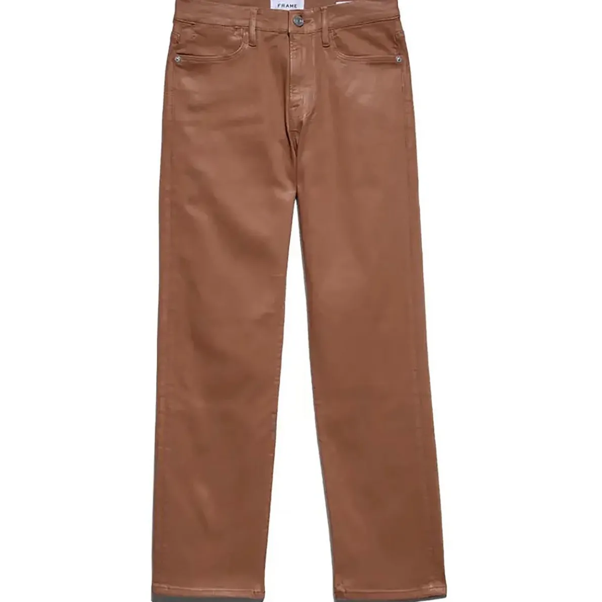 High Rise Coated Straight Leg Jeans