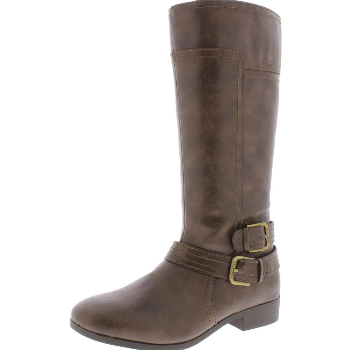 Sassy Tran 2 Faux Leather Stacked Mid-Calf Boots