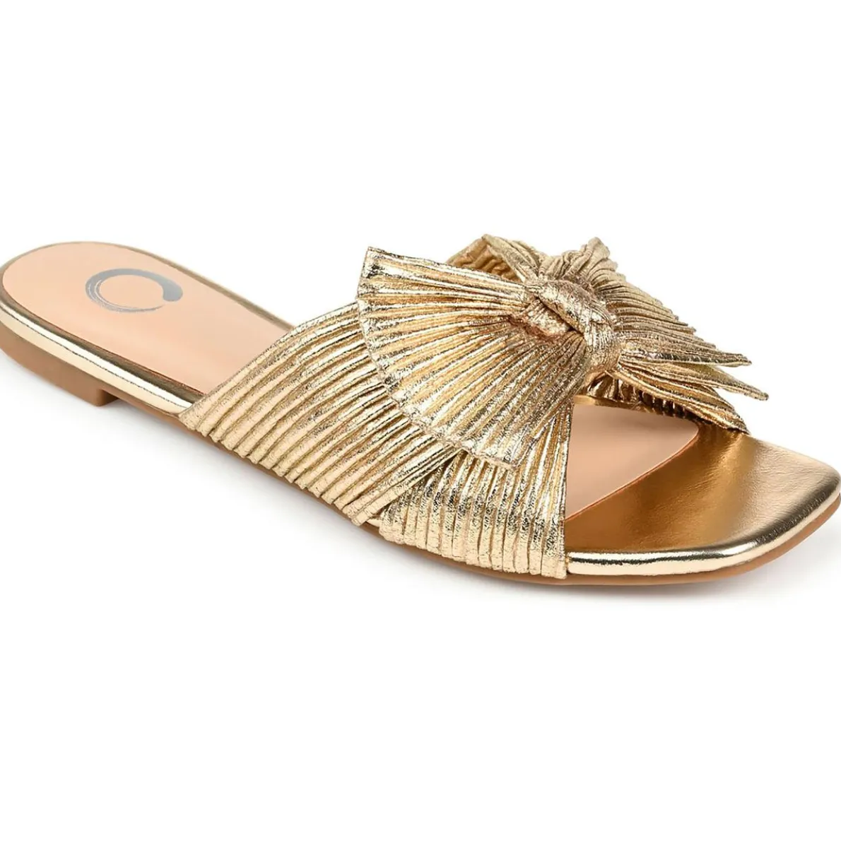Serlina Metallic Bow Slide Sandals