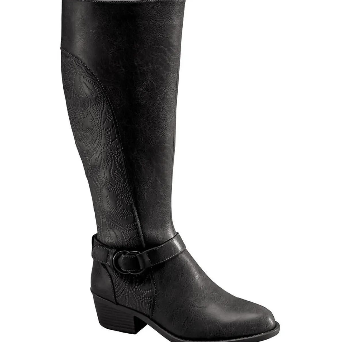 Luella Embossed Faux Leather Knee-High Boots