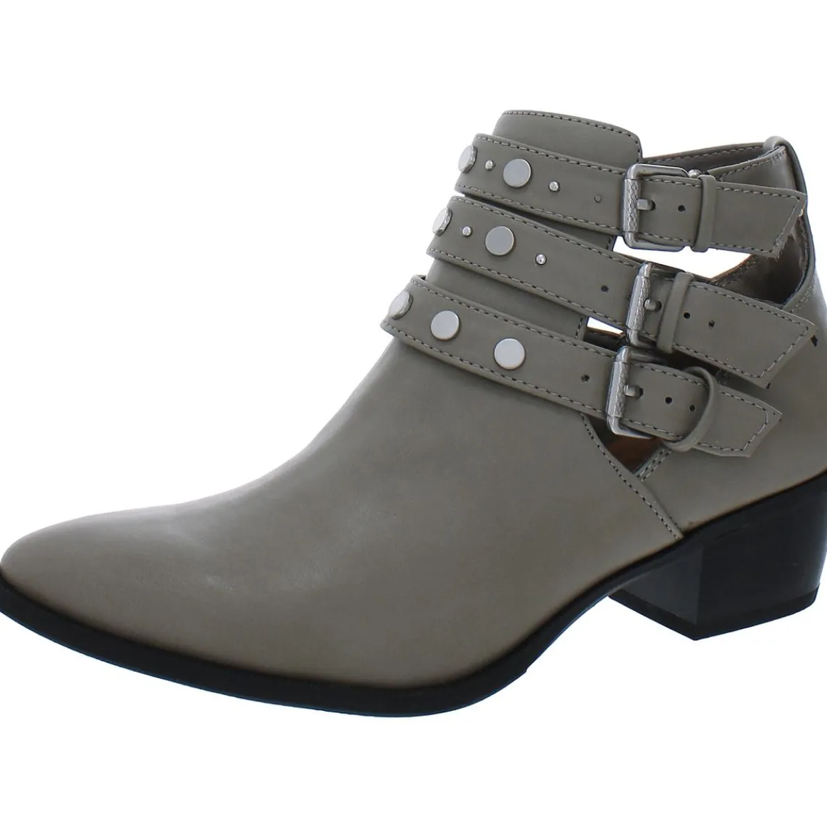 Henna Faux Leather Studded Ankle Boots