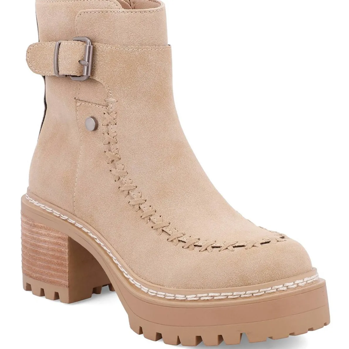 Toula Faux Leather Lugged Sole Ankle Boots