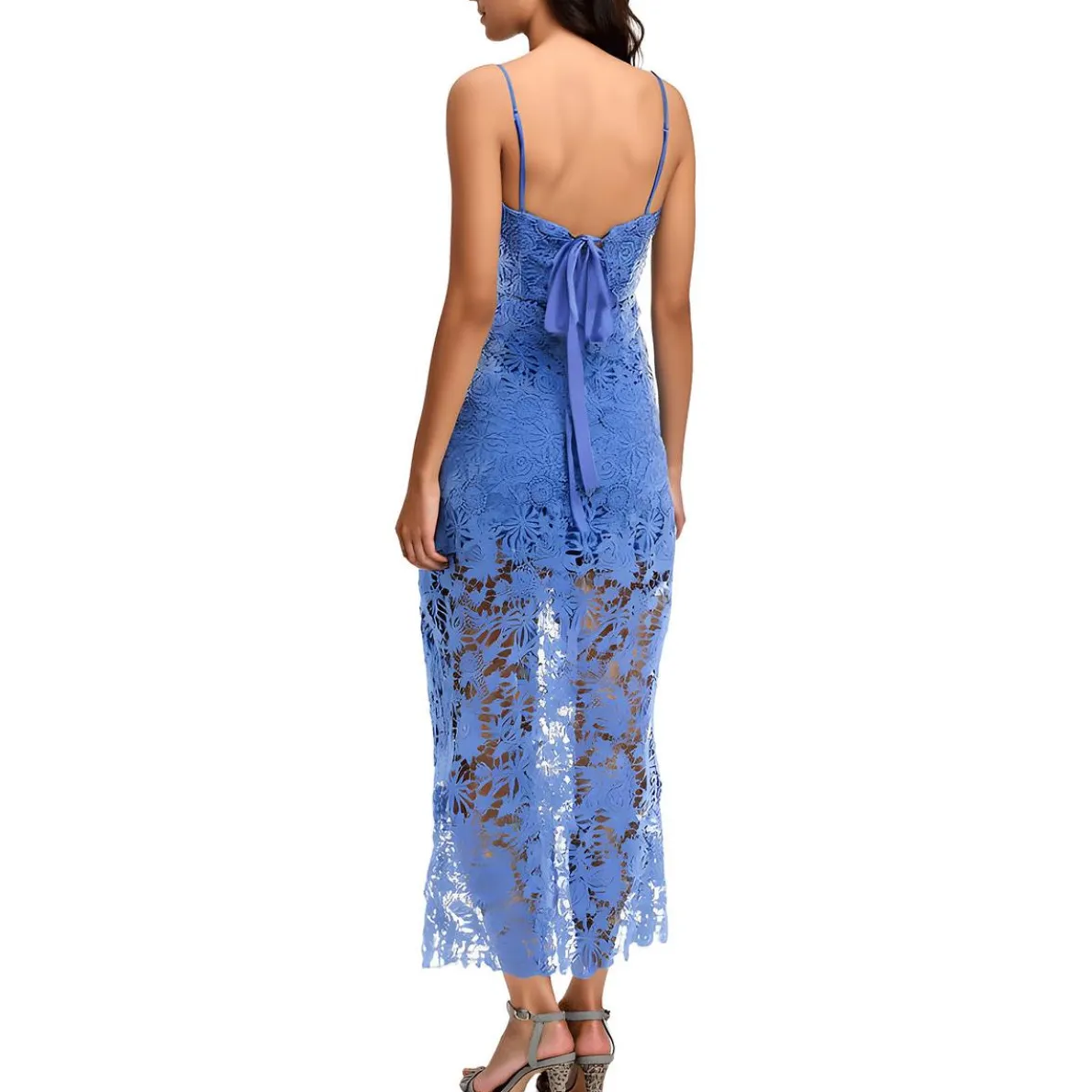 Lace-Up Lace Evening Dress