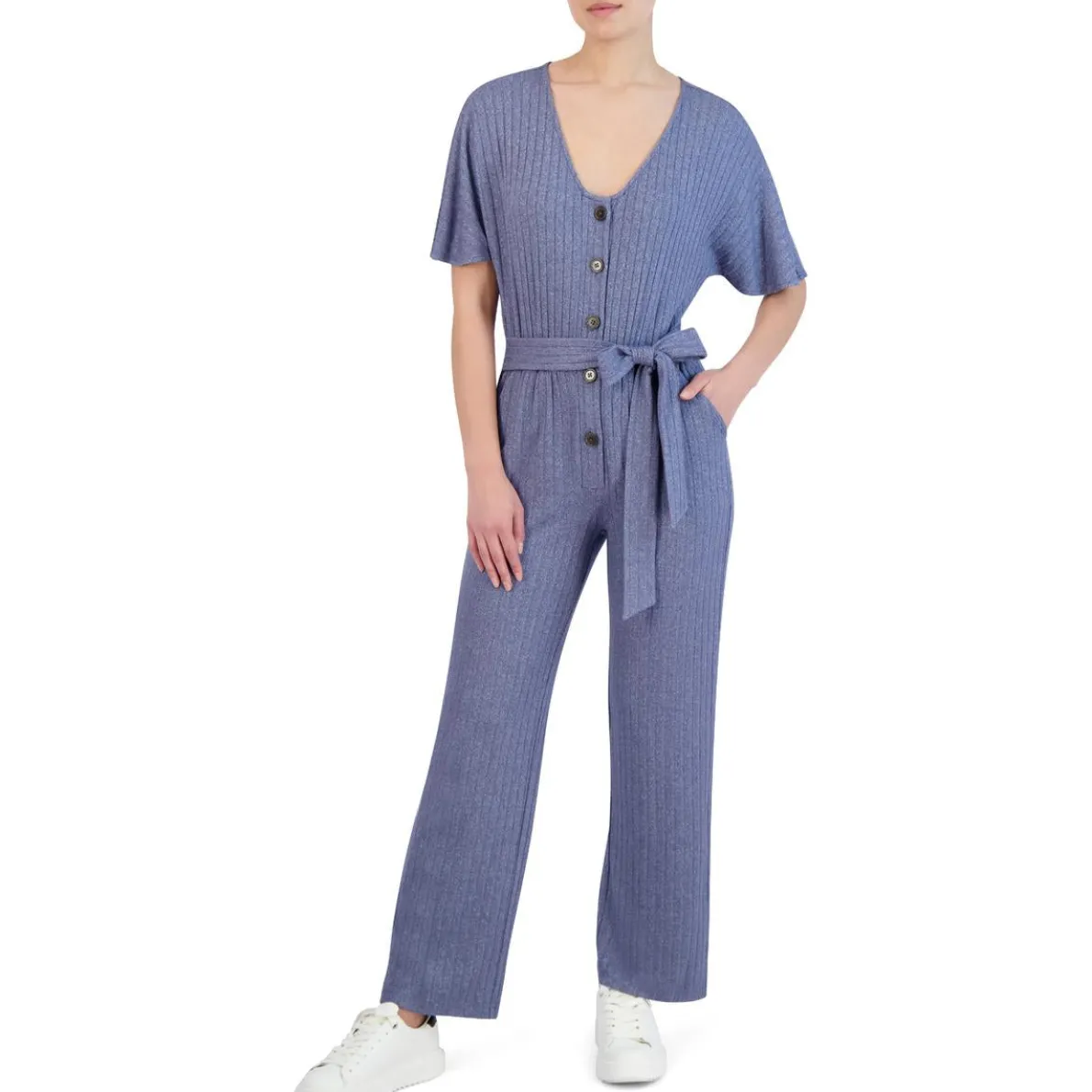 Knit Tie Front Jumpsuit