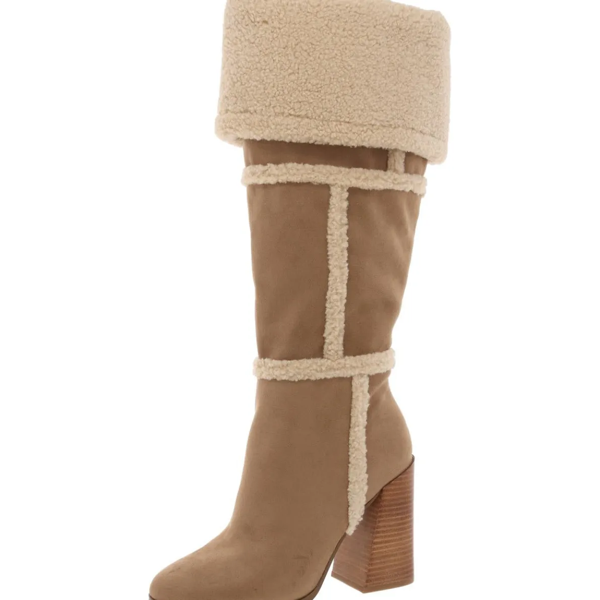Faux Suede Faux Fur Over-The-Knee Boots